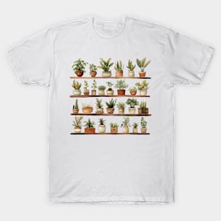 House Plants - Earthy Boho Watercolor Design T-Shirt